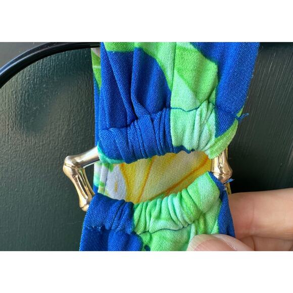 Tommy Bahama Maxi Dress Blue Tropical Floral Sleeveless Size M Resort Cruise - Picture 3 of 7